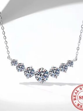 Silver-Tone Cubic Zirconia Graduated Necklace - Sparkling White